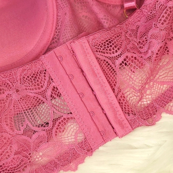 🆕️NWT Daisy Fuentes Dusty Blush Pink Lace Floral Pushup Long Line Bra Size 34B - Picture 16 of 16